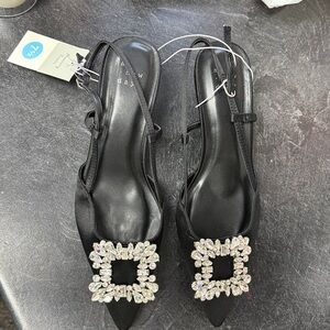 A NEW DAY Annette Satin Slingback Heels Black